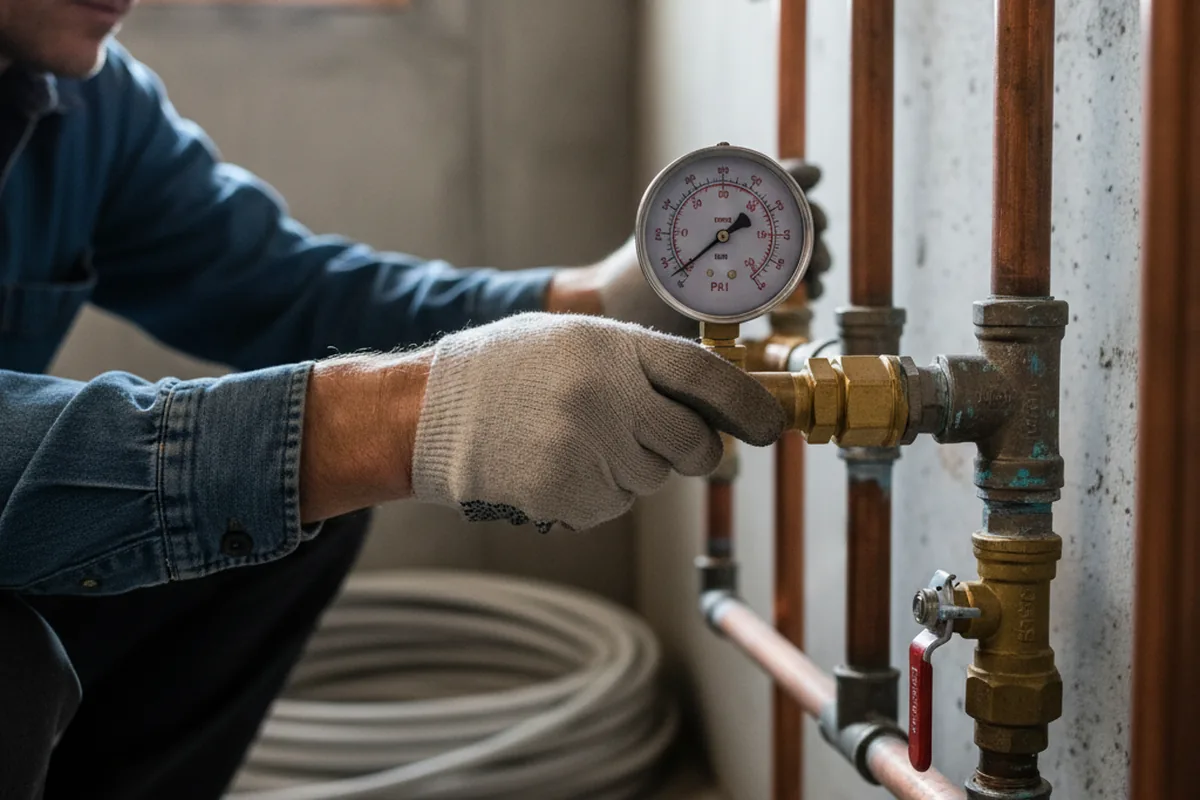 Pressure testing a repaired line during Water Line Repair in Wickliffe